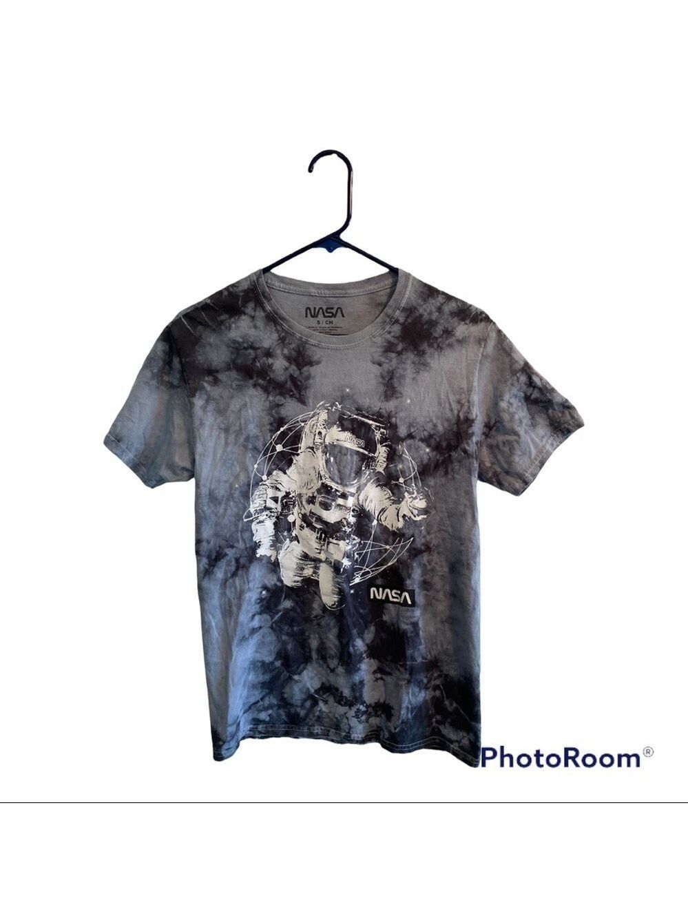 NASA Astronaut Tie Dyed Gray & Black Tee Shirt, Size: Small or Child “S / CH”